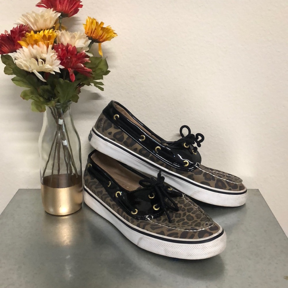 Sperry Top-Sider patent leather and leopard